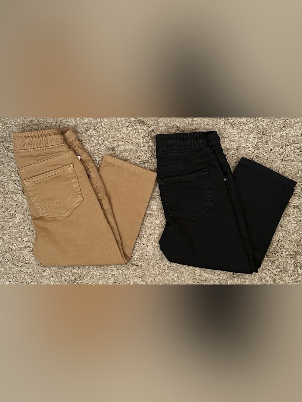 Set Of 2 Cat & Jack Toddler Boys 2T Brown/Black Elastic Straight Leg Denim Jeans